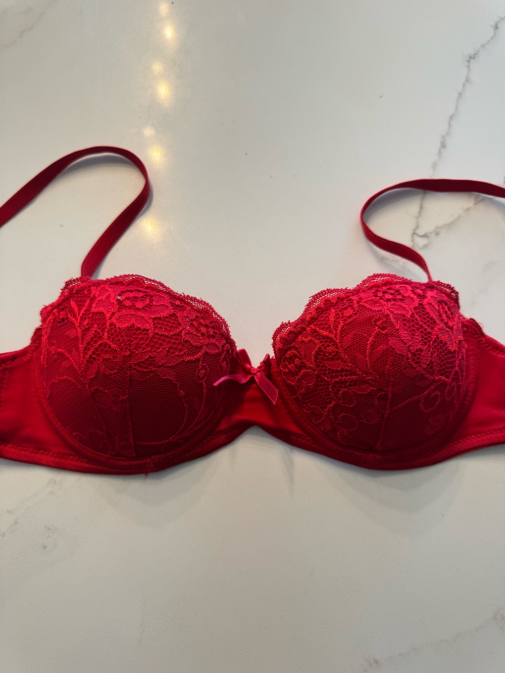 Others Follow Red Lace Push-Up Bra with Bow Accent